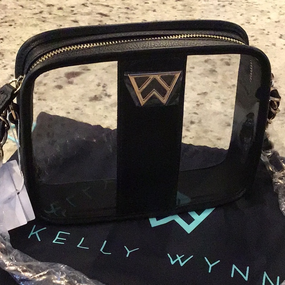 Kelly Wynne black and clear purse